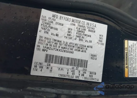 2003 Ford Explorer Nbx/Xlt from USA, damaged, VIN 1FMZU73KX3ZB50260